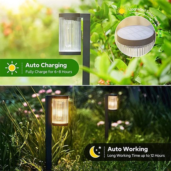 INTERLight solar tuinlantaarn Ø78mm 58cm hoog 2 stuks incl. batterij (IL-SOLL)