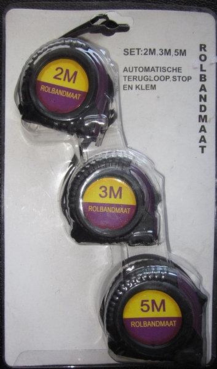 Rolmaat set 3 stuks (2, 3 en 5 meter)