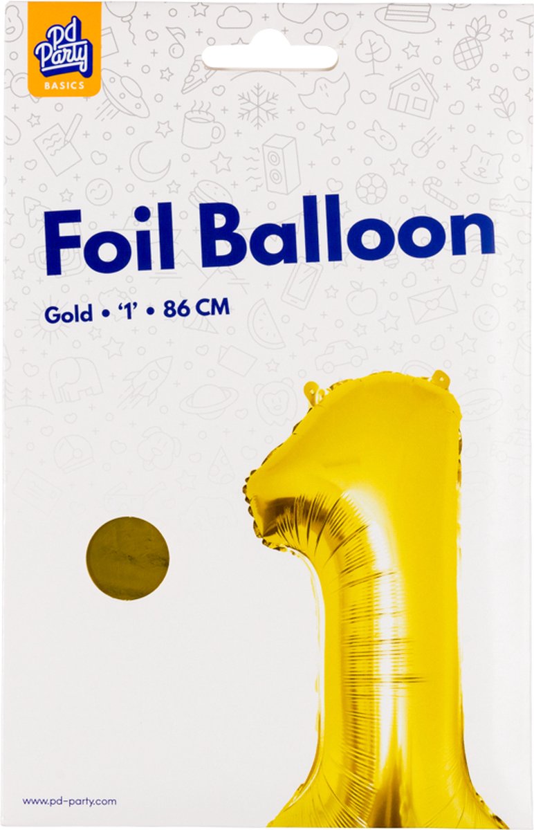 Folie ballon cijfer 1 jaar cijferballon verjaardag versiering goud 86 cm