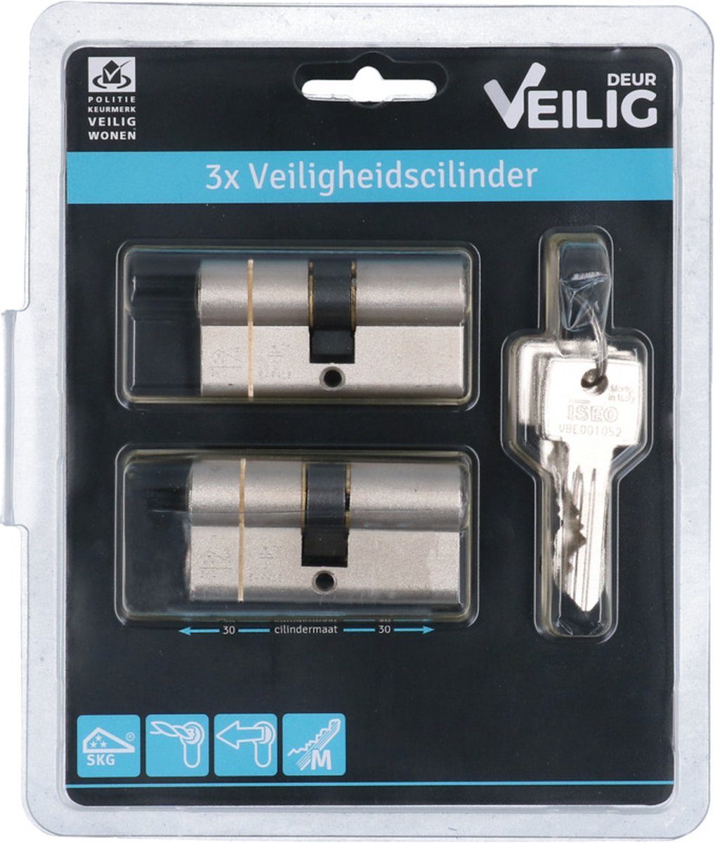 VEILIG veiligheidsprofielcilinder Expert S7 30/30 SKG3 (set van 4 stuks gelijksluitend)