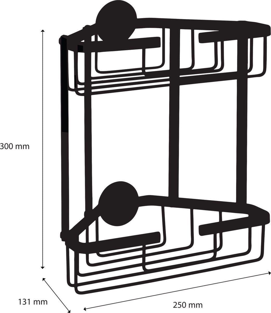 Differnz Zelfklevend Doucherek Wit – Douchemand – Hangend Driehoek – 2 Lagen – Doucherekje zonder Boren - Aluminium - 28 x 13.1 x 30 cm