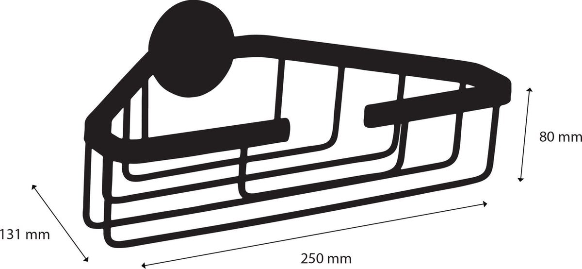 Differnz Zelfklevend Doucherek Wit – Douchemand – Hangend Driehoek – Doucherekje zonder Boren - Aluminium - 25 x 13.1 x 8.1 cm