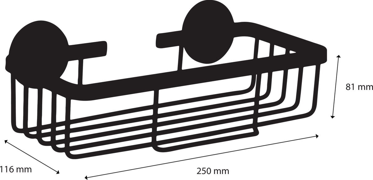 Differnz Zelfklevend Doucherek Wit – Douchemand – Hangend Rechthoek– Doucherekje zonder Boren - Aluminium - 25 x 11.6 x 8.1 cm