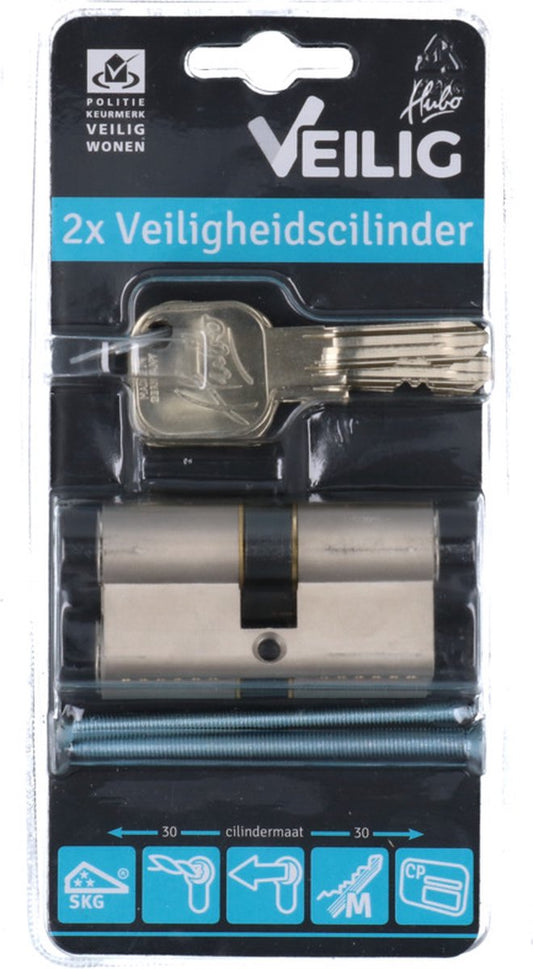 veiligheidscilinder F9 30/30 SKG3, dubbele profielcilinder (set van 2 stuks gelijksluitend)