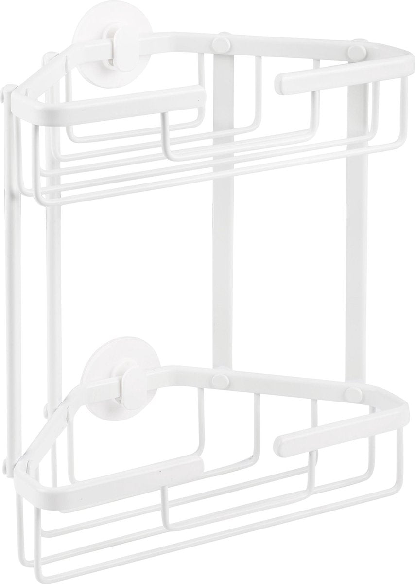 Differnz Zelfklevend Doucherek Wit – Douchemand – Hangend Driehoek – 2 Lagen – Doucherekje zonder Boren - Aluminium - 28 x 13.1 x 30 cm